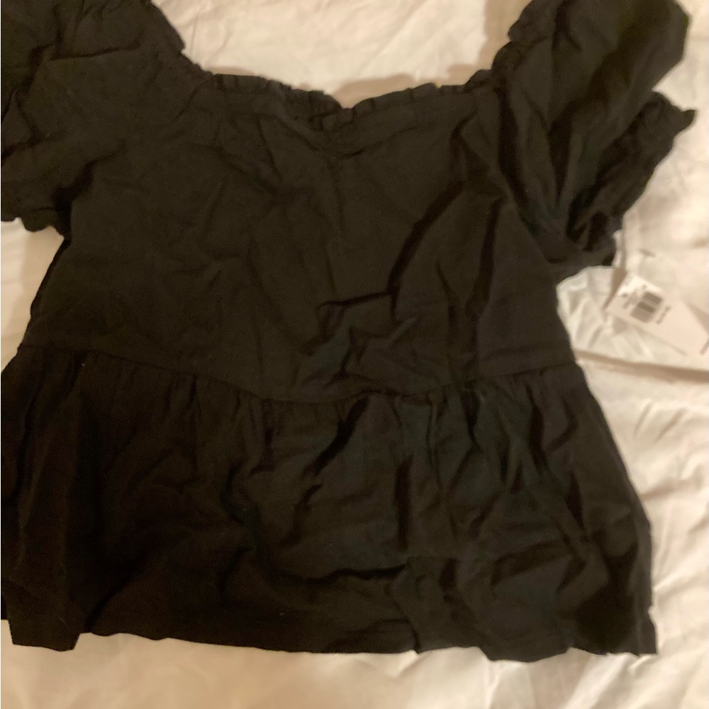 Old Navy Black Ruffled Off-Shoulder Blouse
